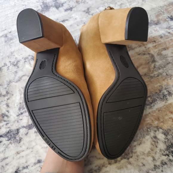 NWOT Dr. Scholl's Women's All Good Zipper Almond Toe Leather Booties camel, Sz 9 - Picture 7 of 12